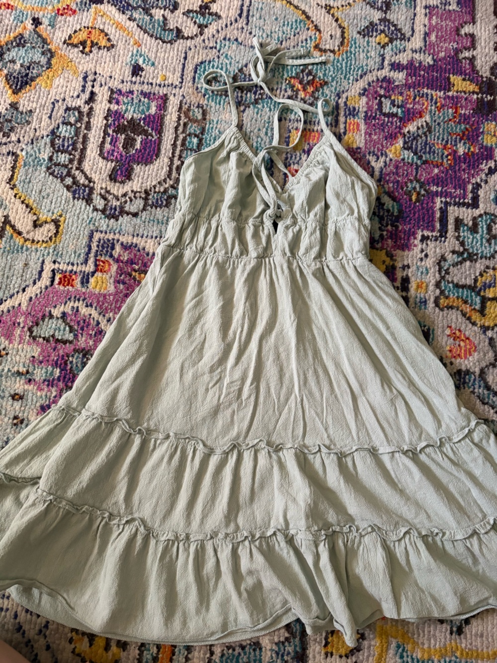 Light Sage Tiered Summer Dress